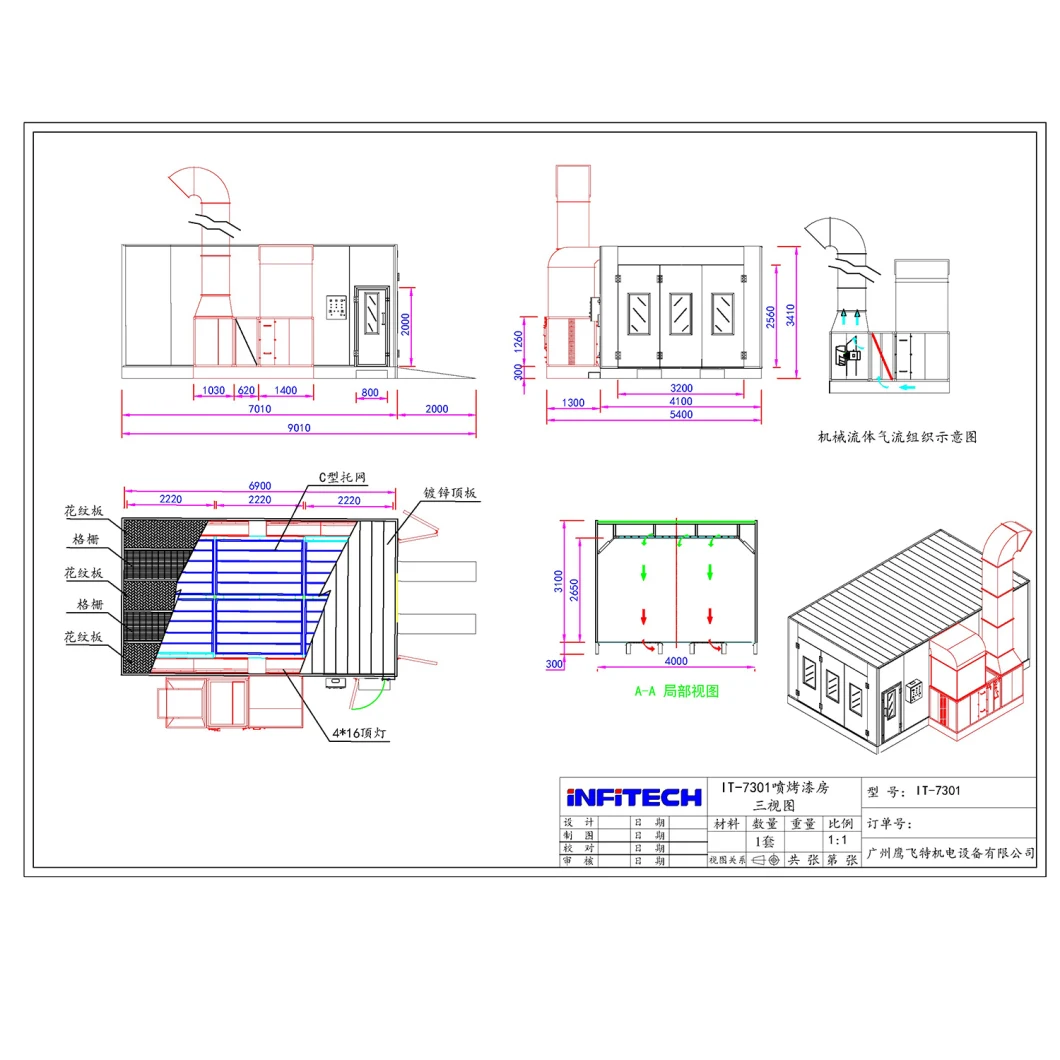 Electrical Heating Downdraft Car Painting Room